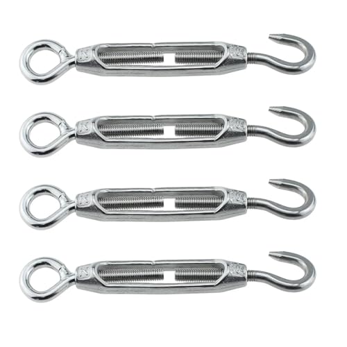5–10 Stück M4–M6 Edelstahl-Haken-Ösenspanner, OC-Typ, Spannschloss, verstellbare Drahtseilspanner, Verriegelungsvorrichtung, robuste Hardware Für Spanner Seilsystem(5PCS,M6-14.5cm) von WUYXTO