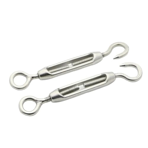 6Pcs Haken & Auge Spannschloss Draht Seil Spanner M4/M5/M6/M8 304 Edelstahl Spannung Gerät linie Oc Oo Cc Typ Einstellbar Für Spanner Seilsystem(M8) von WUYXTO