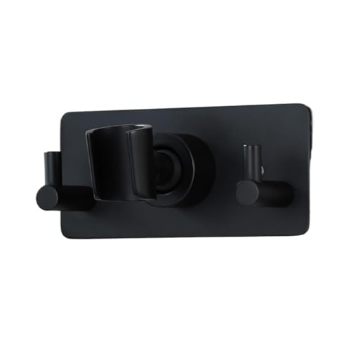 Edelstahl-Handbrausehalter, verstellbarer Duschkopfhalter mit Haken, Bohrkleber, Duschzubehör Für Handbrause(Black) von WUYXTO