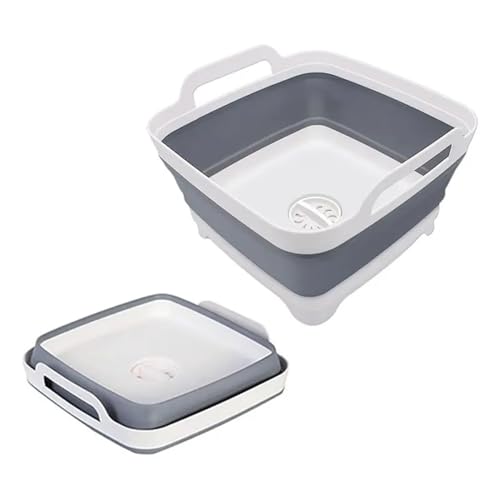 Faltbarer Eimer 2 stücke Faltbare Eimer Reinigung Eimer Tragbare Kunststoff Eimer Outdoor Auto Waschen Badewanne Faltbare Camping Strand Wasser Topf Eimer für Camping Wohnmobil(Gray) von WUYXTO