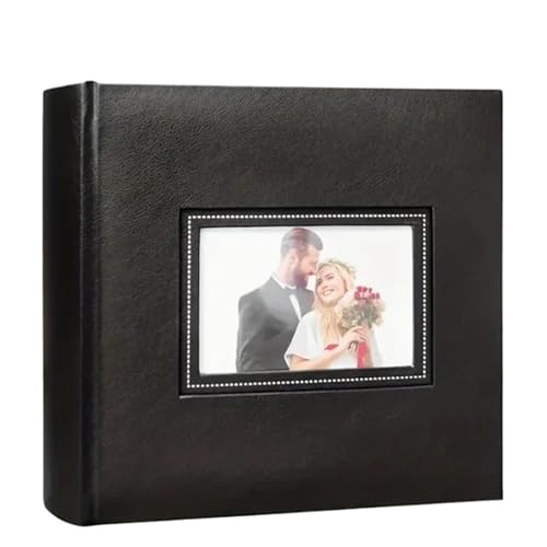 WUYXTO 6-Zoll-200-Familienfotoalbum aus Leder, exquisites Hochzeits-Gedenkfotoalben-Scrapbook-Aufbewahrungsbuch Für Geburtstag(Black) von WUYXTO