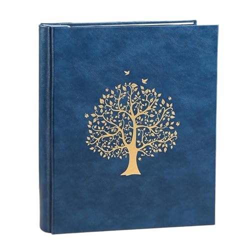 WUYXTO 7-Zoll-Taschenfotoalbum, PU-Ledereinband, große Kapazität, Familienwachstum, Hochzeitserinnerung, Fotoalben Für Geburtstag(Deep Blue) von WUYXTO