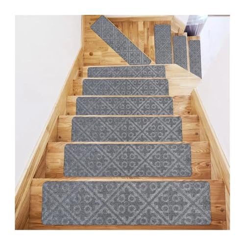 WUYXTO 8-teilige rutschfeste Teppich-Treppenstufenmatten for Holzstufen im Innenbereich, aufklebbare Teppich-Treppenmatten gegen Bewegung sind wiederverwendbar Für Stufenschutz(Color 04) von WUYXTO