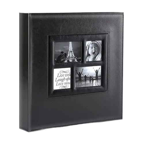 WUYXTO Fotoalbum 4x6, 400 Taschen, Schwarze Seiten, großes Fassungsvermögen, Ledereinband, Familienfotoalben Für Geburtstag(Black) von WUYXTO