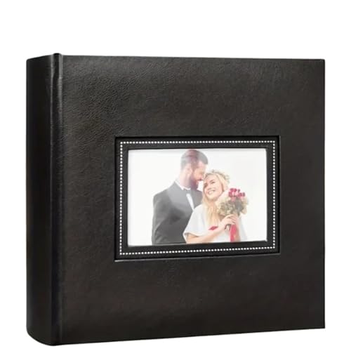 WUYXTO Leder 6-Zoll-Familienfotoalbum 200 PP-Taschen Fotoalben 4x6 4R Hochzeits-Gedenkalbum Sammelalbum Für Geburtstag(Black) von WUYXTO