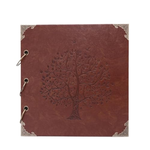WUYXTO PU-Leder, 25 Schwarze Papierbögen, Karten, Hochzeit, DIY, Geschenke, Album, Foto, Foto, Scrapbooking-Album Für Geburtstag(Brown) von WUYXTO