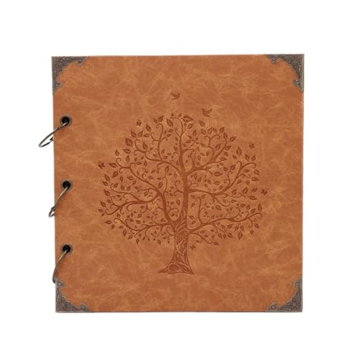 WUYXTO PU-Leder, 25 Schwarze Papierbögen, Karten, Hochzeit, DIY, Geschenke, Album, Foto, Foto, Scrapbooking-Album Für Geburtstag(Light Brown) von WUYXTO