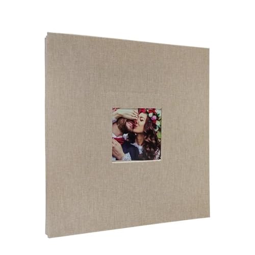 WUYXTO Selbstklebende, laminierte DIY-Fotoalben aus Stoff, Erinnerungs-Hochzeits-Fotoalben Für Geburtstag(Beige) von WUYXTO