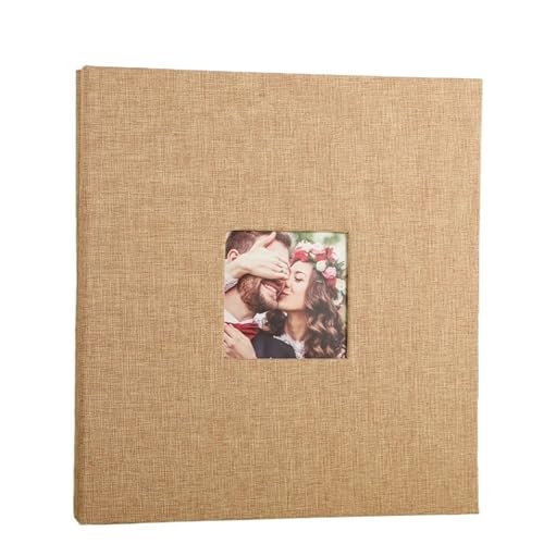 WUYXTO Selbstklebende, laminierte DIY-Fotoalben aus Stoff, Erinnerungs-Hochzeits-Fotoalben Für Geburtstag(Light Brown) von WUYXTO