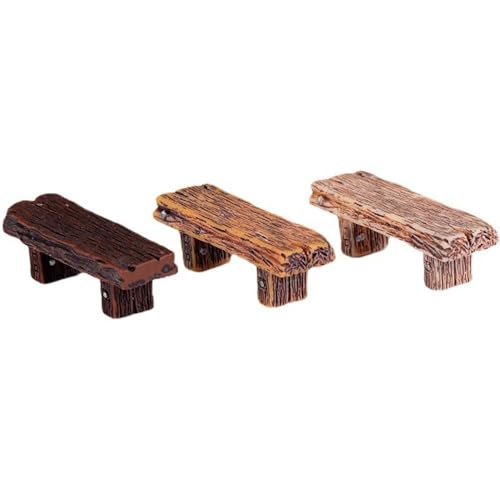 Mini-Parkbank-Ornamente aus Holz, Kunstharz, Mikrohocker für Sukkulenten, Bonsai und Feengärten, 3 Stück Mini-Parkbank-Ornamente aus Holz, Kunstharz, Mikrohocker für Sukkulenten, Bonsai und Feengärten, 3 Stück von WUZIA