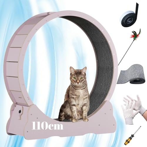 Hochwertige Massivholzverkleidung Katzenlaufrad - die perfekte Auslaufmöglichkeit für Katzen!Äußerer Ringdurchmesser 110cm (XL, Rosa) von WUZILIN