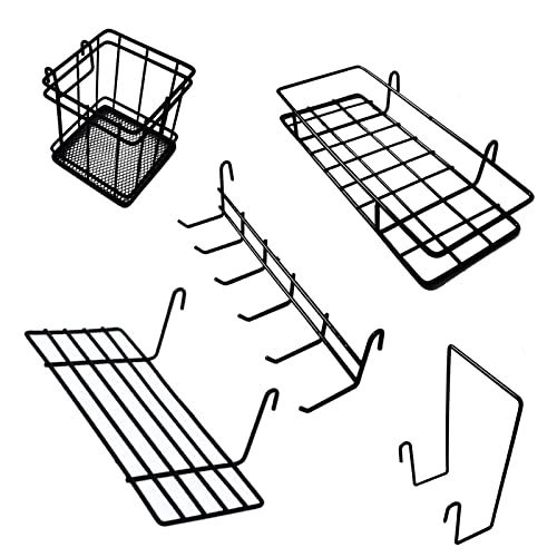 Hänge-Korb, Haken-Gestell & Hängeregal StifthalterlHakenablage， Gitterwand-Accessoires，Wandgitter Zubehör für Draht-Gitterwand，, Schwarz von WUZILIN