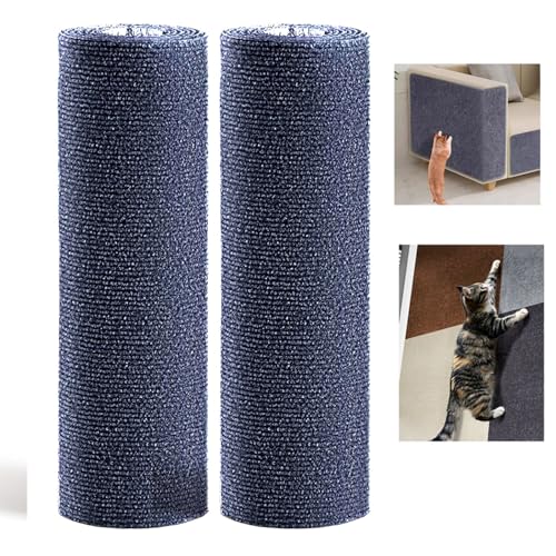 WUZILIN (Dunkelgrau, 40 * 210cm 2er-Pack) Katzen-Kratzmatte, Wand-Kratzer – vielseitige, Selbstklebende Alternative. Einfache Verwendung für Bäume, Wände, Möbel, Kratzbäume und zum Couch-Schutz. von WUZILIN