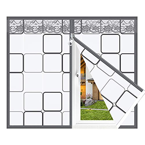 WUZMING Wärmeisolierter Vorhang, Zuhause Wasserdicht Fensterthermovorhang Mit Reißverschluss, Für Winter Fenster Winddicht Staubdicht Isolierung (Color : Gray, Size : WxH/120x120cm) von WUZMING-Wärmeschutzvorhang