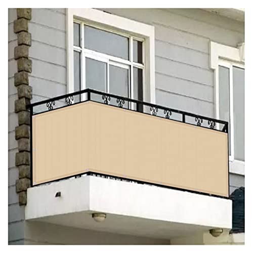WUZMING Balkon Sichtschutz Balkonabdeckung Balkonumspannung Wind- Und UV-Schutz HDPE Witterungsbeständigkeit Mit Ösen Beinhaltet Seil- Und Kabelbinder (Color : Beige, Size : 80x350cm) von WUZMING