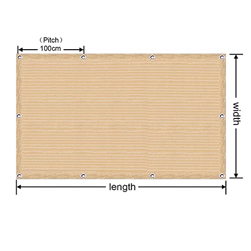 WUZMING Schattennetz 90% Sonnenschutznetz, Shade Mesh Net Stoff Plane Mit Öse Schwerlast Draussen Schattenschirm, Schutzpflanzen Blumen (Color : Beige, Size : 150x400cm) von WUZMING