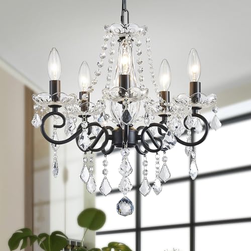 WUZUPS Crystal Candle Chandelier Pendant Flushmount Ceiling Light Modern Lighting Fixture for Bedroom Hallway Bar Kitchen Bathroom, H42 W43, Black, E14 Base WUZUPS Crystal Candle Chandelier Pendant Flushmount Ceiling Light Modern Lighting Fixture for Bedroom Hallway Bar Kitchen Bathroom, H42 W43, Black, E14 Base von WUZUPS