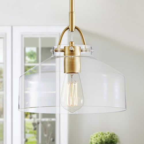WUZUPS Kronleuchter Rustikale Bauernhaus Industrielle Runde Decke Pendel LED-Leuchte mit klaren Glasschirmen für Esszimmer Küche Insel Foyer Eingangsbereich, H24 W27, E27 Base, Gold WUZUPS Kronleuchter Rustikale Bauernhaus Industrielle Runde Decke Pendel LED-Leuchte mit klaren Glasschirmen für Esszimmer Küche Insel Foyer Eingangsbereich, H24 W27, E27 Base, Gold von WUZUPS