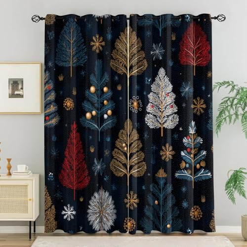 WVKFJEK Verdunklungsvorhänge Abstrakt Baum Druck - 2er Set Thermovorhang Hitzeschutz - Vorhang Blickdicht mit Ösen - Modern Wohnzimmer Schlafzimmer Kinderzimmer - Gardinen 183x234 cm von WVKFJEK