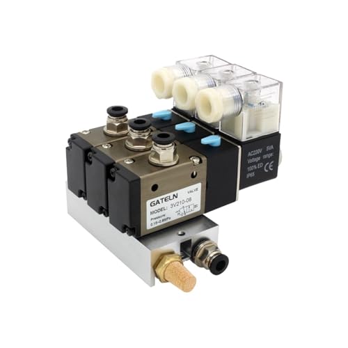3V210-08-NC Normalerweise geschlossener Magnetventil-Stationsblock mit Schalldämpferzubehör Basisverteiler DC 12 V 24 V AC 110 V 220 V 3 Anschlüsse(AC110V 10mm fittings) von WVRWFDLW