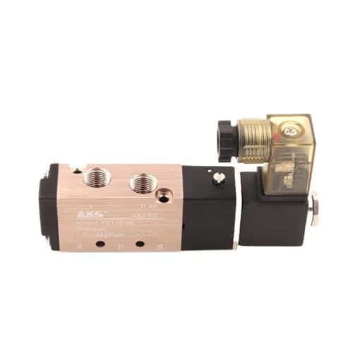 4v110-06 Pneumatisches Ventil Elektrisches Magnetventil Steuerung Luft Gas Magnetisch 5 Weg 2 Position DC12V 24V AC110V 220V Spule Volt(AC220V) von WVRWFDLW