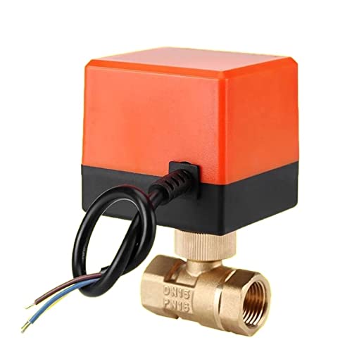 Motorisiertes elektrisches 2-Wege-Messing-Kugelventil DN15 DN20 DN25 DN32 40 50 AC 220V 2-Wege-3-Draht mit Betätigungskabel for Gas, Wasser, Öl, 1 Stück(12VDC,DN20) von WVRWFDLW