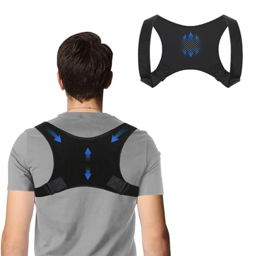 WVWMYM Rücken Geradehalter, Rückenstützgürtel Einstellbar und Atmungsaktiv Haltungskorrektur Rücken Herren Damen für Vorbeugung von Schulter- und Rückenschmerzen Posture Corrector (Blau, L-XL) von WVWMYM