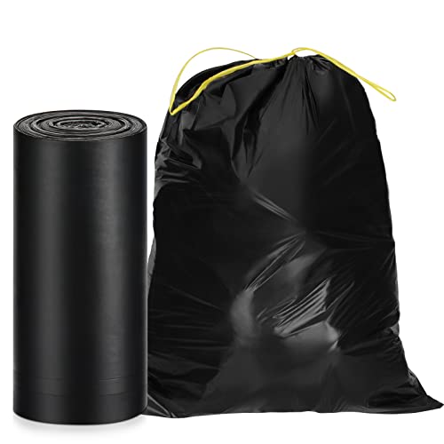 WVacFre Müllbeutel 15Liter Reißfest,Schwerlast Müllsäcke mit Zugband,Starke Müllbeutel,Robuster Müllsack und strapazierfähige Müllsäcke(45x50cm,100Stück) von WVacFre