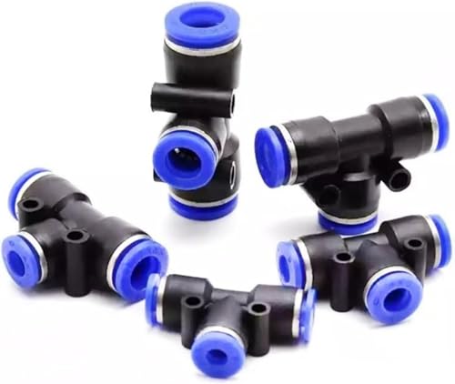 Schlauchverbinder für Klimaanlagen, Rohre, Pneumatische Armaturen Kunststoff T-Typ 3-Wege-Schnellluft-PneumatikanschlussKunststoffarmaturen Pneumatischer Rohrverbinder(PE 4MM) von WWBPOIUY