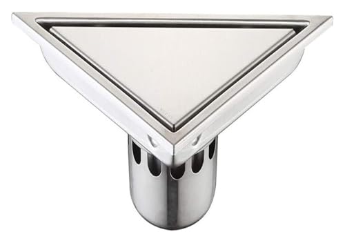 Spülbeckensieb,Spülbeckensieb, Bodenablauf mit abnehmbarer Abdeckung, dreieckiges, geruchshemmendes, verstopfungshemmendes Entwässerungssystem aus gebürstetem Edelstahl 304, mit Haarsieb von WWBPOIUY