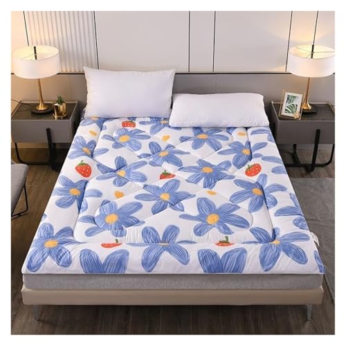WWBPOIUY Bodenmatratze,Futon,Futonbett, Baumwoll-Futon-Matratze, faltbares Liege-Gästebett, Camping-Couch, Einzel- und Doppel-Futon-Matratze in voller Größe(Blue,0.9 * 2.0cm) von WWBPOIUY
