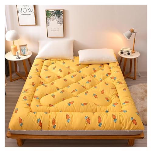 WWBPOIUY Bodenmatratze,Futon,Futonbett, Baumwoll-Futon-Matratze, faltbares Liege-Gästebett, Camping-Couch, Einzel- und Doppel-Futon-Matratze in voller Größe(Carrot,0.9 * 2.0cm) von WWBPOIUY