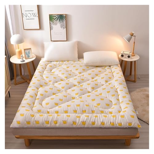 WWBPOIUY Bodenmatratze,Futon,Futonbett, Baumwoll-Futon-Matratze, faltbares Liege-Gästebett, Camping-Couch, Einzel- und Doppel-Futon-Matratze in voller Größe(Crown,0.9 * 2.0cm) von WWBPOIUY