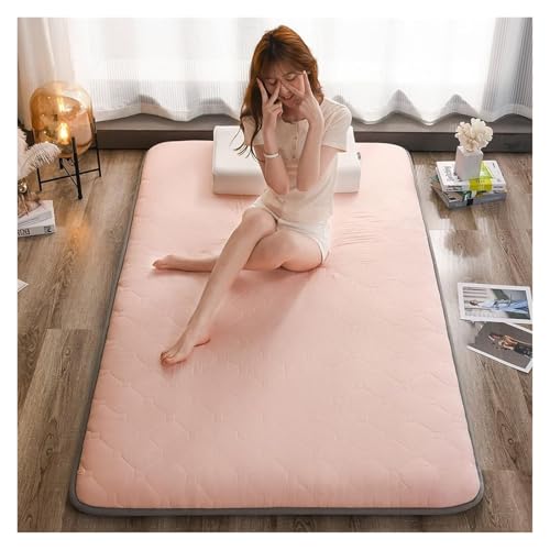 WWBPOIUY Bodenmatratze,Futon,Futonbett, Faltbares tragbares Boden-Gästebettsofa, Camping-Schlafmatratzen(Pink,120 * 200cm) von WWBPOIUY