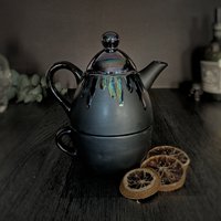 Perlglanz-Tee Für Einen, Ölteppich-Teekanne, Individuelle Teekanne, Einzigartiger Wasserkocher, Keramik Luster Petrol, Valentinstag Geschenk von WWCeramicsUK