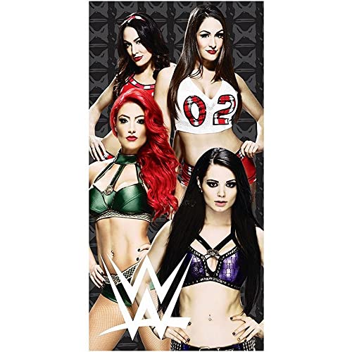 WWE Total Divas Strandtuch, Motiv mit Nikki, Brie, Bella, Paige, Eva und Marie, Baumwolle, 70°x°140°cm von WWE