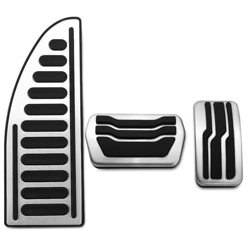 WWERTYY Auto-Fußpedal-Pads für Focus 2 3 4 MK2 MK3 MK4 2005–2017 at MT, Edelstahl-Autoinnenraum-Gaspedal-Bremspedal-Abdeckung (3-teilig at mit Auflage) von WWERTYY