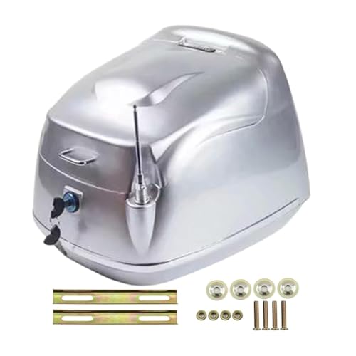 WWERTYY Motorrad Tour Heckbox, Motorradkoffer Wasserfest Top Case Motorrad Roller Rollerkoffer Helmkoffer Topcase Koffer Motorradtasche Schwarz 35L für 1 Helm Silver von WWERTYY
