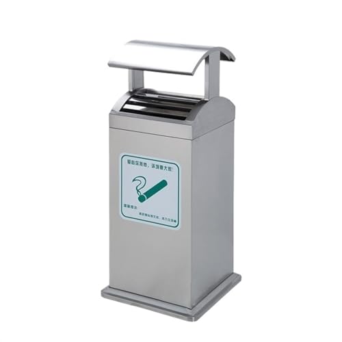 WWERTYY Stehender Aschenbecher für den Außenbereich, Ascheeimer, Mülleimer aus Edelstahl, Zigarettenkippe, bodenstehend, groß von WWERTYY