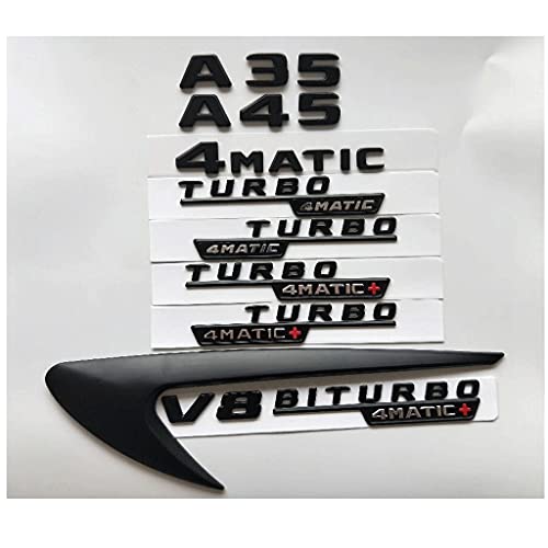 Schwarze Buchstaben. A35 A45 V8 BITURBO Turbo 4MATIC + Fender-Trunk Heckklappe Emblem Embleme Abzeichen Abzeichen für Mercedes Benz AMG W176 W177. (Style : A 35) von WWFAN