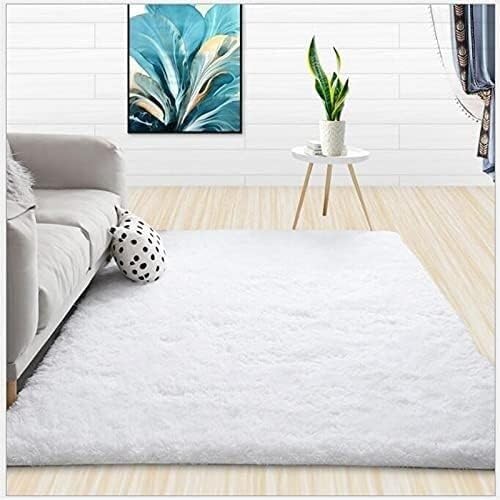 WWFAN Teppich Wohnzimmer Couchtisch Schlafzimmer Teppiche Einfarbig Flauschiger seidiger Teppich Balkonmatten Heimdekoration Teppich (Color : Bianco, Size : 50 * 200CM) von WWFAN