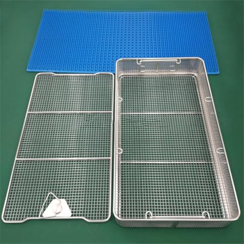 Instrumentensterilisationskörbe mit Silikonmatte, Medical 304 Edelstahl-Mesh-Korb mit Deckel, Reinigung Waschen Chirurgische Instrumente Fall, Sterilisationstray, für Opthalmische Hno, WWFKWEMK, 37 von WWFKWEMK