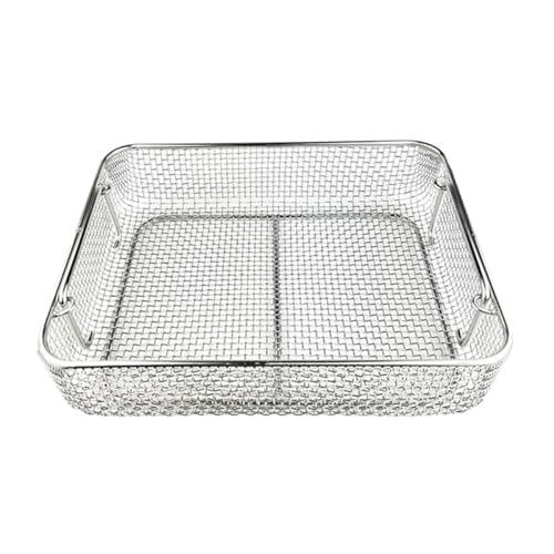 Medical 304 Desinfektionskorb aus Edelstahl, Instrumentensterilisationskorb mit Griff, Instrumentenschale und Perforierter Mesh-Sterilisationstasche für Krankenhäuser, WWFKWEMK, 30 * 20 * 7cm von WWFKWEMK