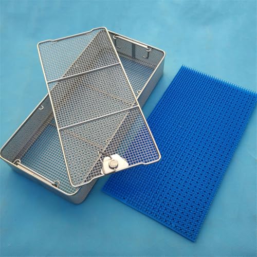 Medical 304 Edelstahl Instrument Sterilisation Körbe, Instrument Sterilisation Körbe mit Deckel und Silikon-Pad, Instrumentenschale und Mesh Perforierte Körbe Sterilisation Tray, WWFKWEMK, a, von WWFKWEMK