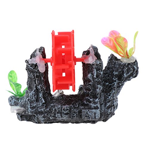 WWHJR Aquarium Bergblick, Steinornament, Felsenhöhle, Landschaft, Kunstharz, Dekoration, Wasserhaustiere für Aquarien, kleine Windmühlen-Dekoration von WWHJR