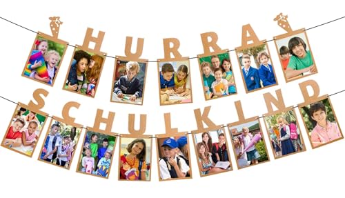 WWISTOA Fotogirlande Girlande Schulkind Einschulung Deko Junge 2025 Schulkind Deko Mädchen Kraftpapier Fotobanner Hängende Wanddekoration für Jungen Mädchen von WWISTOA