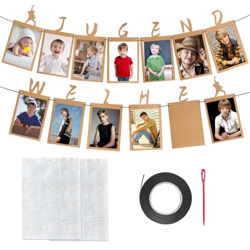 Jugendweihe deko，Fotogirlande，13 Kraftpapier Karten für Fotos von 1 bis 13 Jahre，Jugendweihe Geschenke für Junge & Mädchen von WWISTOA