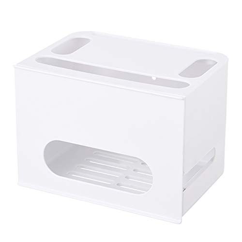 Router Aufbewahrungsbox, WLAN-Router Rack Wohnzimmer Floating Rack Netzwerk Set-Top-Box Aufbewahrungsbox/Weiß / 29x21x20cm von WWLIN