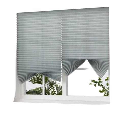 Selbstklebendes Plissee Jalousie Verdunkelungsvorhang Selbstklebend Isolierung Privatsphäre Sonnenschutz Fenstervorhang(Grey,60x180cm) von WWPMNQD