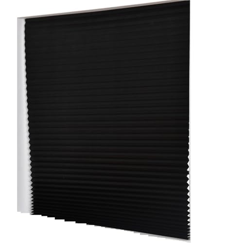 Selbstklebendes Plissee Plissee-Fenster-Rollos, selbstklebend, Vlies, halbschattierend, Jalousien, Vorhänge, Heimdekorationen(Black,90x150CM) von WWPMNQD
